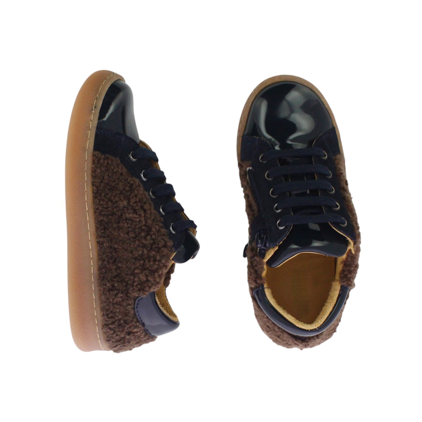 Kozi - Bleu Marine & Fourrure Marron