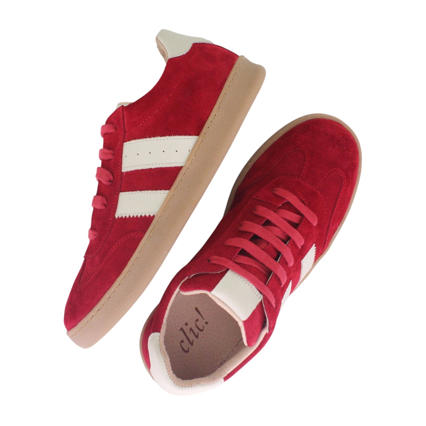 Jessy - Cuir rouge cerise blanc